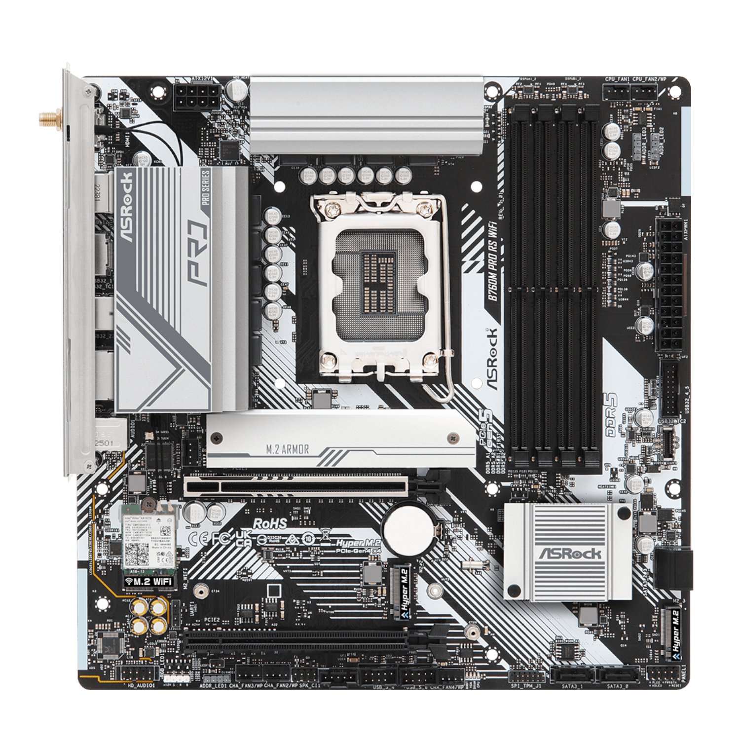 ASRock B760M Pro RS WiFi Intel LGA 1700 MATX Gaming Motherboard - Image 2